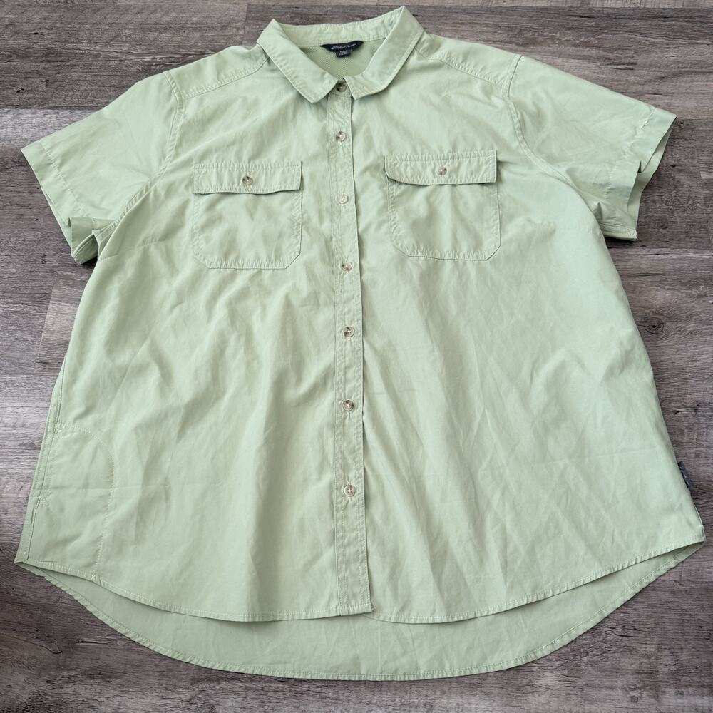Eddie Bauer Adventure Shirt Womens XXL Green UPF 50 Hiking Fishing Lightweight